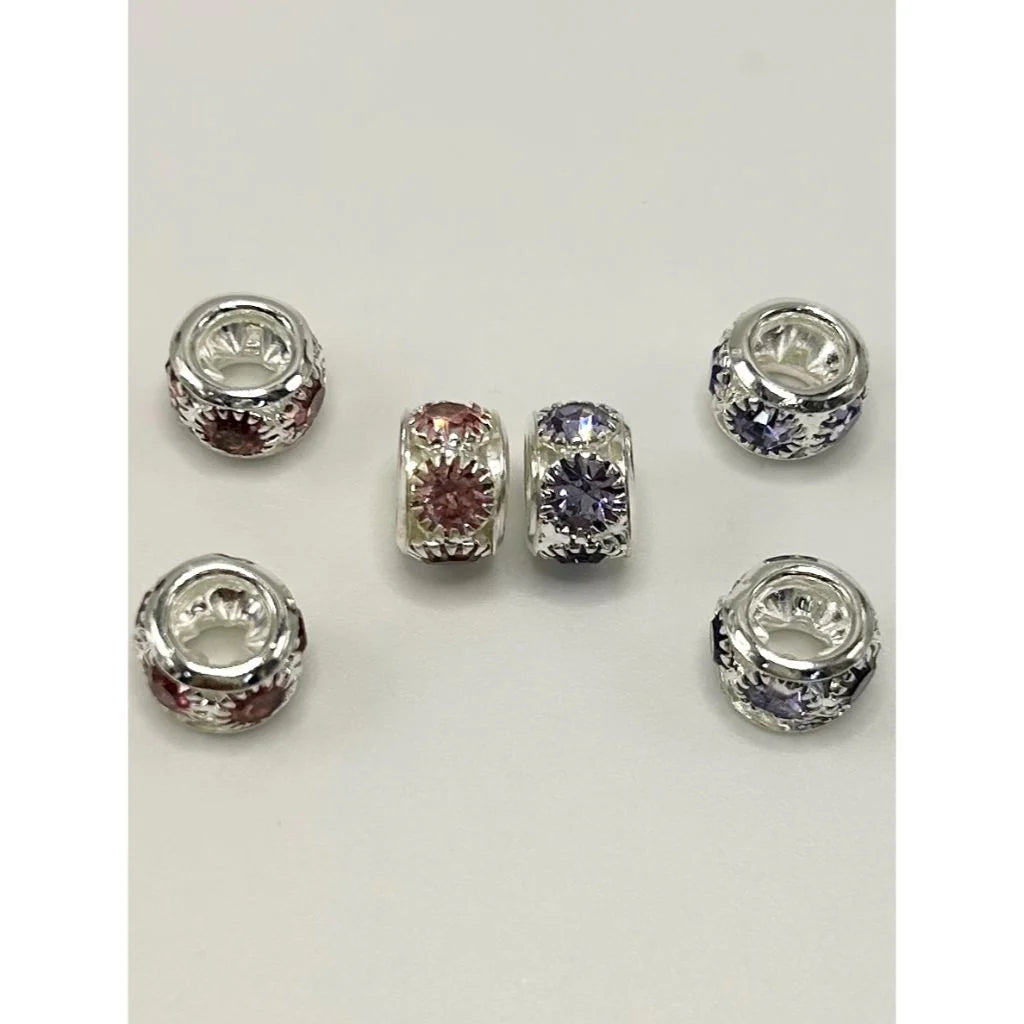 z-Spacer with Pink & Purple Rhinestone, 10mm
