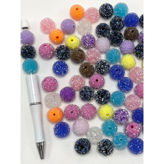 z-Sugar Acrylic Beads with AB Color Hard Sugar, 16mm Random Mix