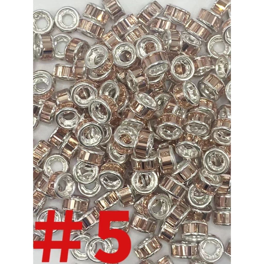 z-Round Spacers with Crystal Rhinestones, 10mm by 5mm