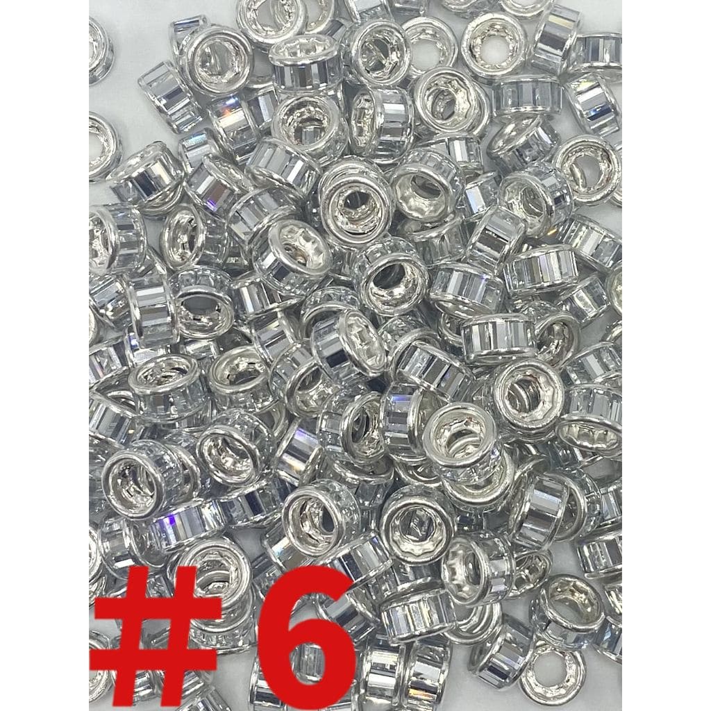 z-Round Spacers with Crystal Rhinestones, 10mm by 5mm