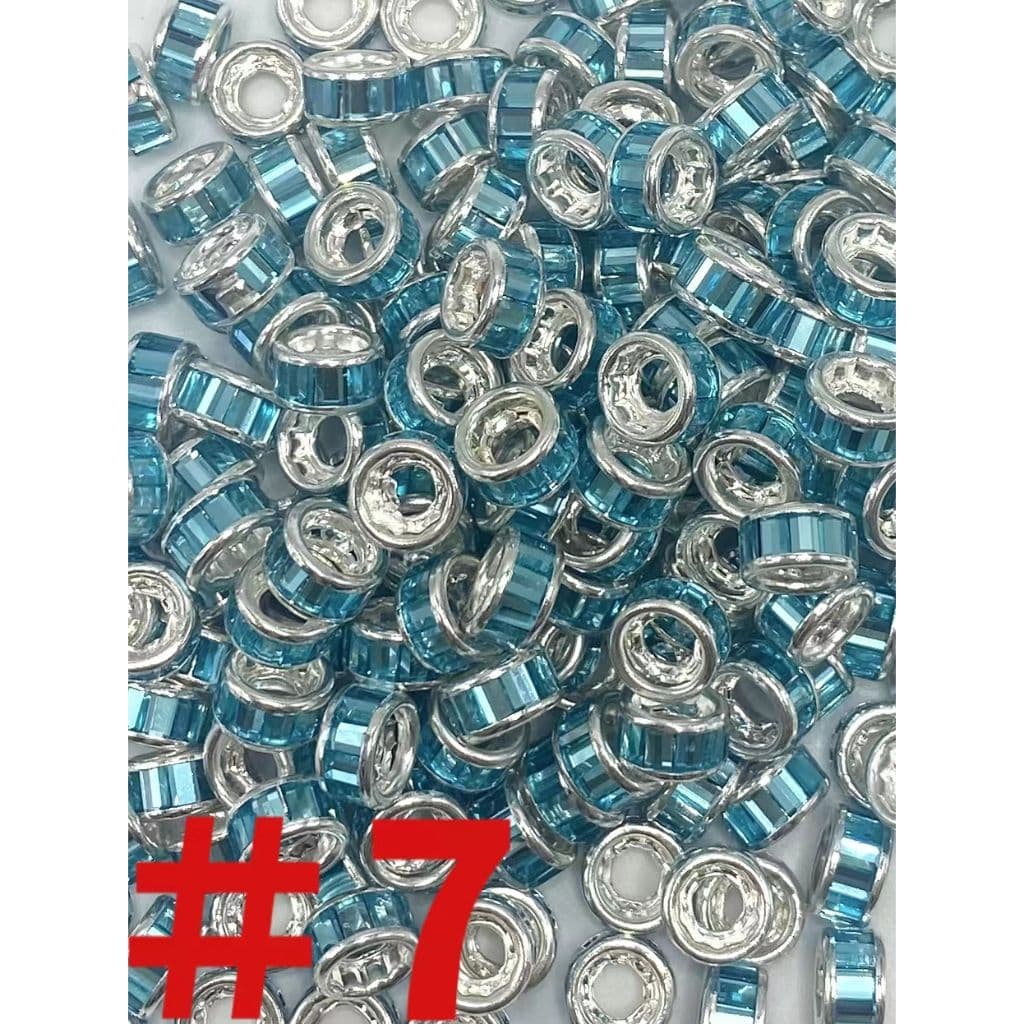 z-Round Spacers with Crystal Rhinestones, 10mm by 5mm