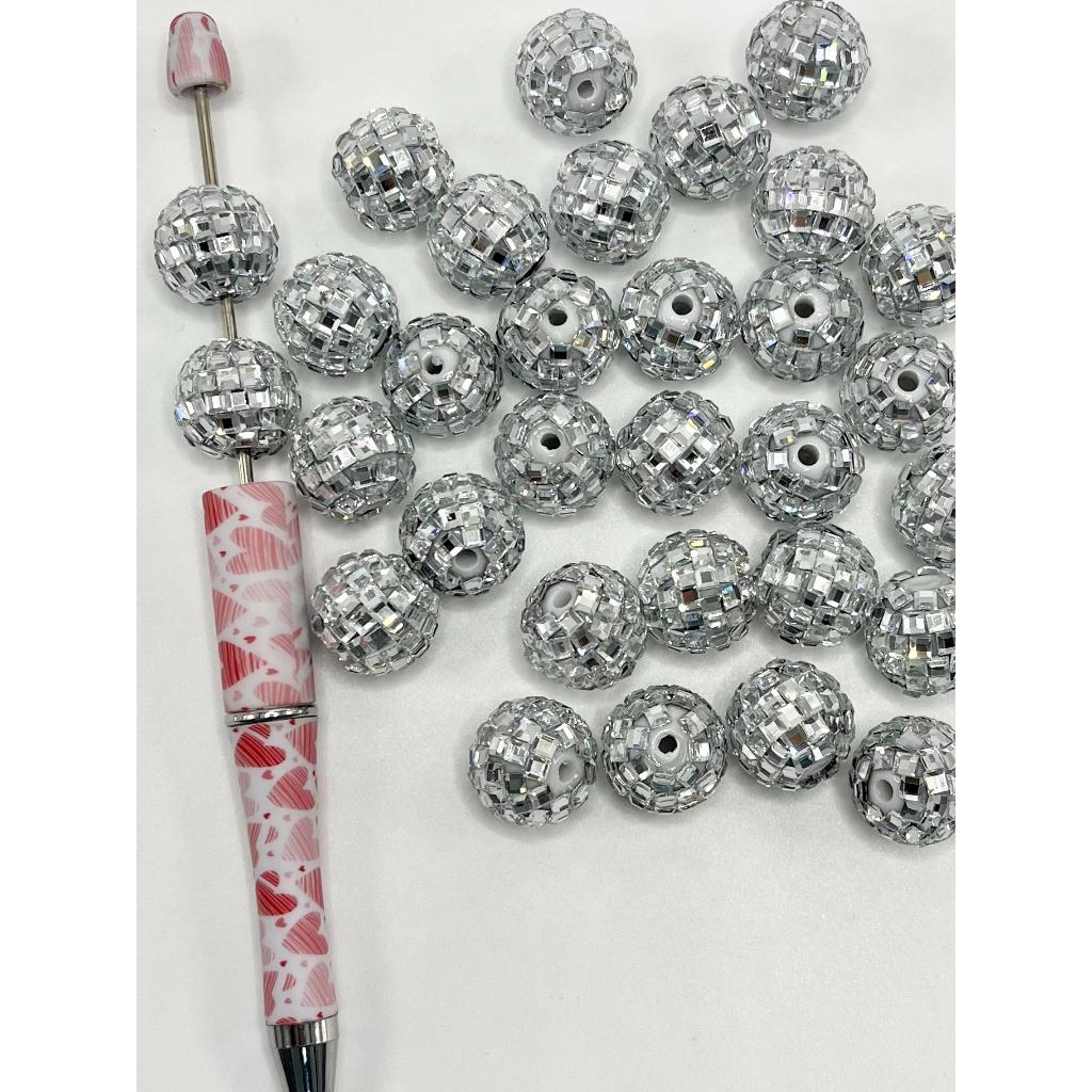 z-Disco Ball Beads, Sparkling Acrylic Beads with Crystal Rhinestones and Disco Ball Shape, 16mm