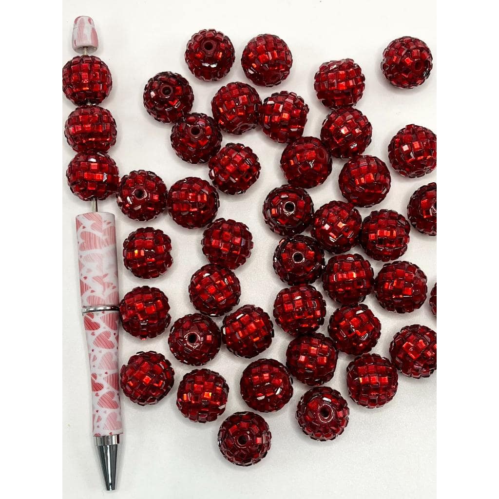 z-Disco Ball Beads, Sparkling Acrylic Beads with Crystal Rhinestones and Disco Ball Shape, 16mm