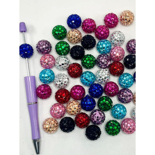 z-Sparkling Clay Beads with Crystal Rhinestones, Disco Ball Beads, 16mm