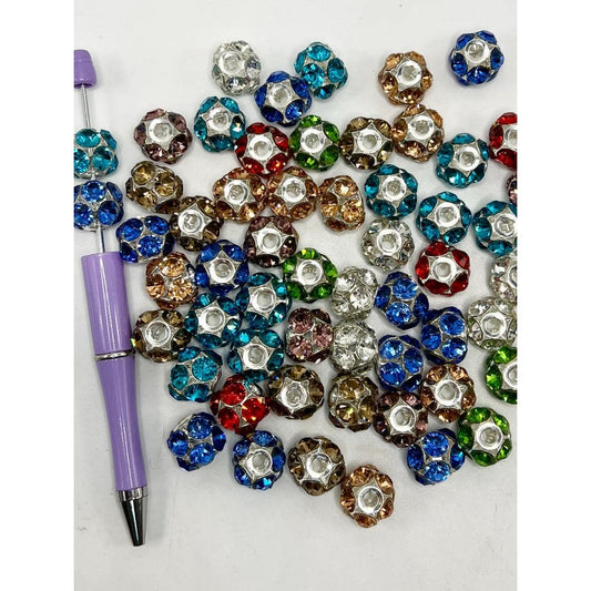 z-Metal Beads Sparkling Crystal Rhinestones, Vivid Colorful Style, Random Mix, 12mm by 16mm, ZY