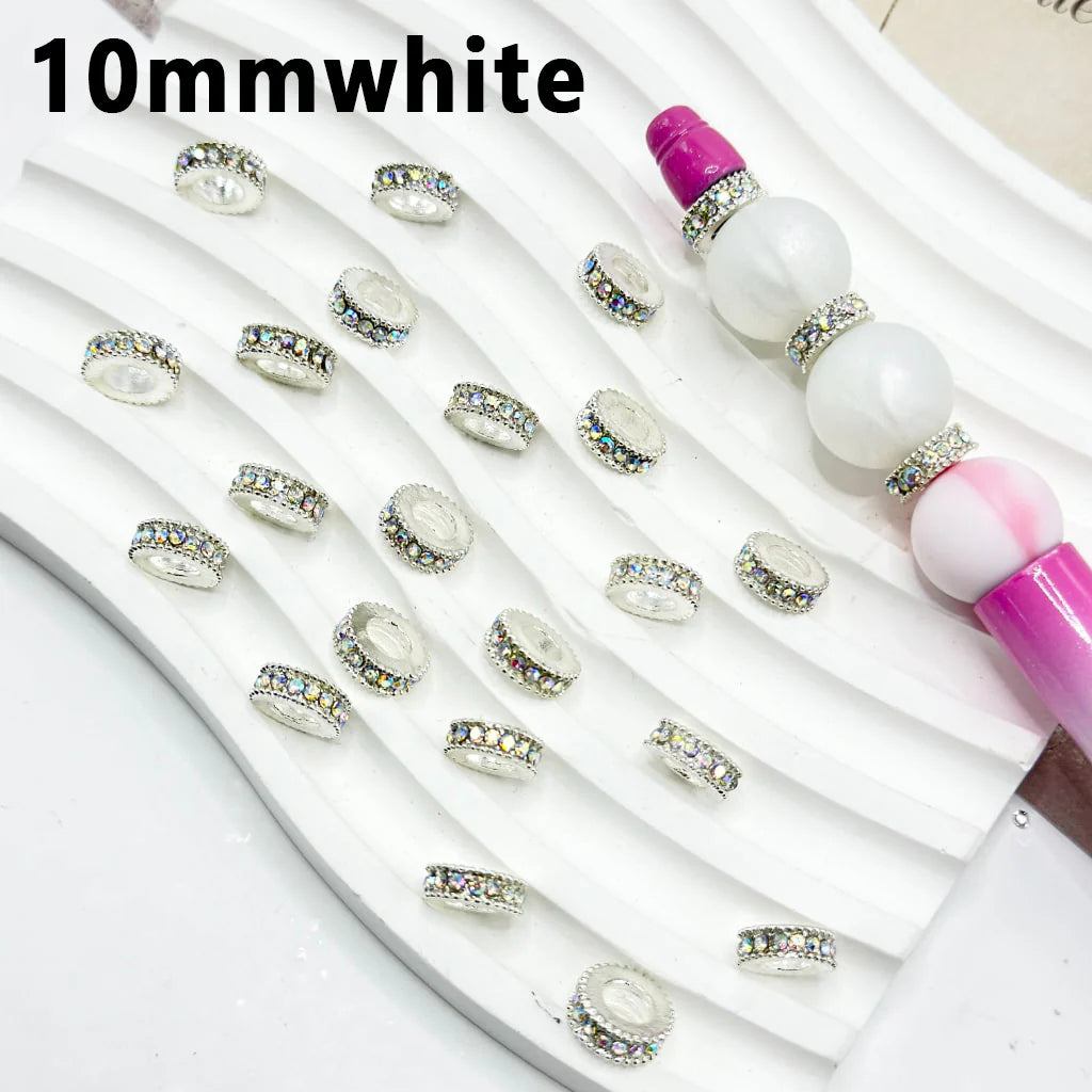 Z-Exquisite Silver Gold Black Metal Spacer with AB Rhinestones, 10MM