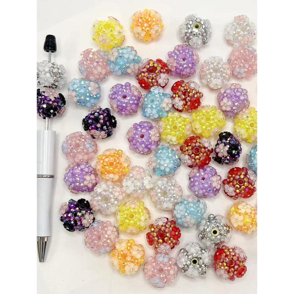 z-20mm Acrylic Rhinestone Beads with Small Flower