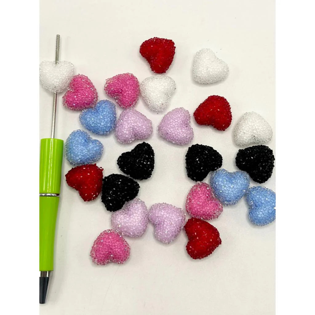 z-Heart Love Sugar Beads, 17mm by 20mm, Random Mix Color, MG