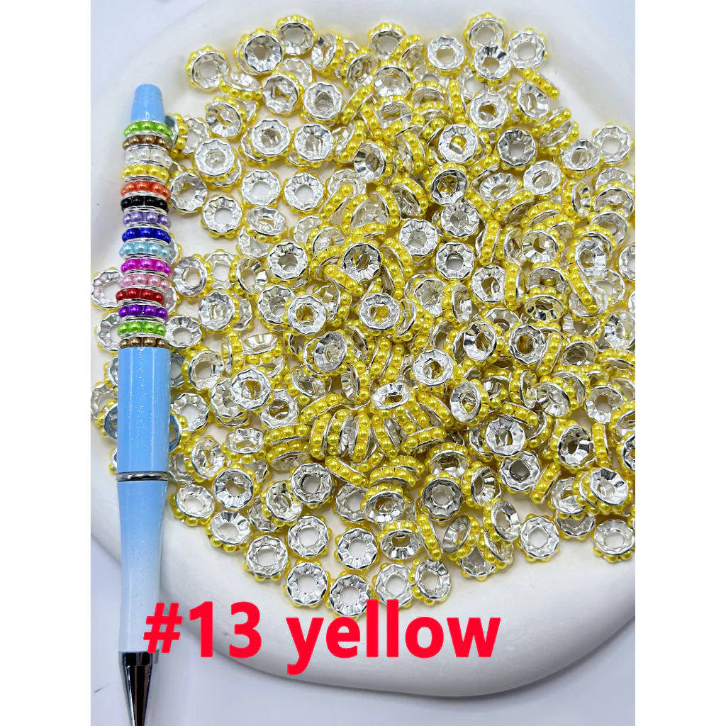 z-Beadable Silver Color Metal Spacer with Pearls in Solid Color, 10MM