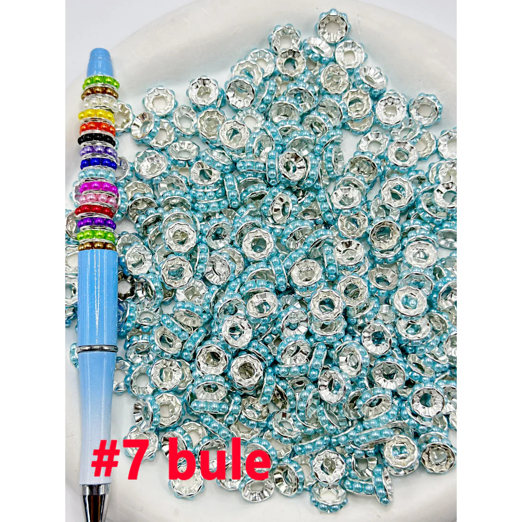 z-Beadable Silver Color Metal Spacer with Pearls in Solid Color, 10MM