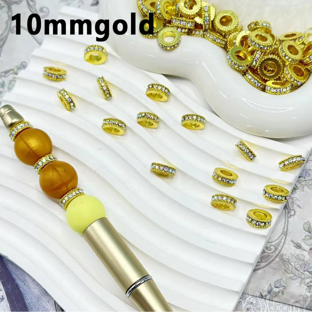 Z-Exquisite Silver Gold Black Metal Spacer with AB Rhinestones, 10MM