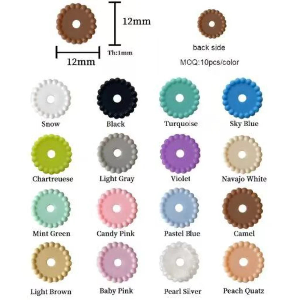z-Straight Pattern Solid Color Silicone Spacer, 12MM, Random Mix