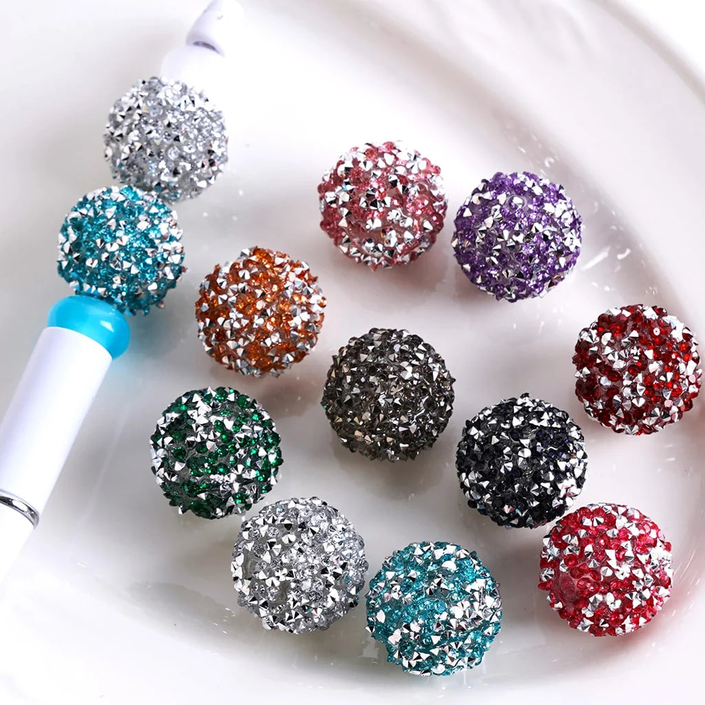 z-Bling Bling Colorful Cone Shape Rhinestones Round Sugar Acrylic Beads, 20MM, Please Read the Description