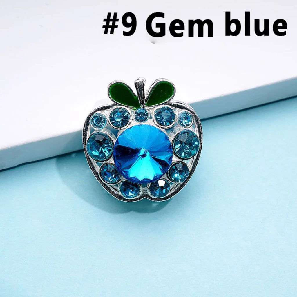 z-Silver Metal Beads Exquisite Fancy Apple with Colorful Rhinestones 25×25MM