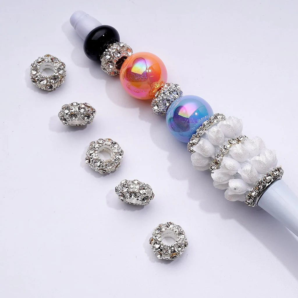 z-Beadable Metal Spacers with AB Color Rhinestone, 12MM