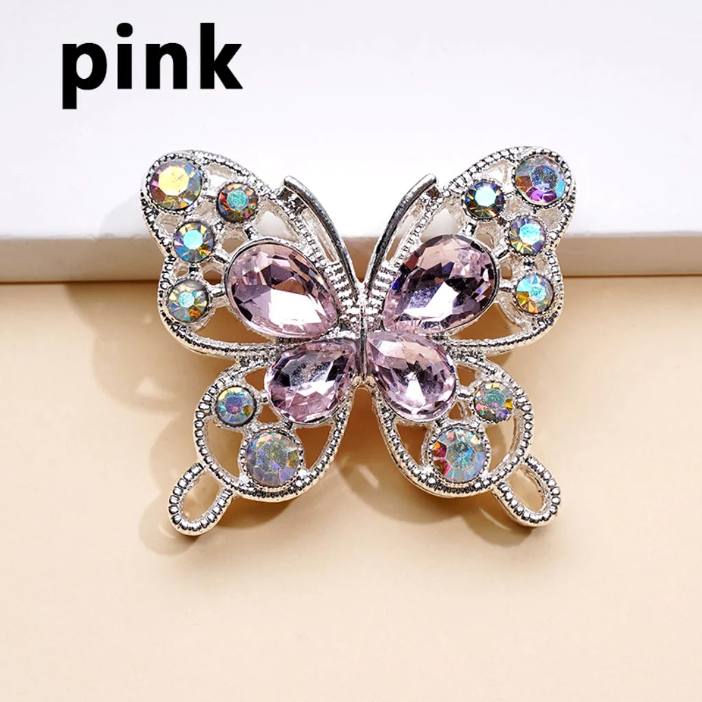 z-Silver Metal Beads Delicate Fancy Butterflies with Mini AB & Multi-Color Water Drop Rhinestones, Around 35*31MM