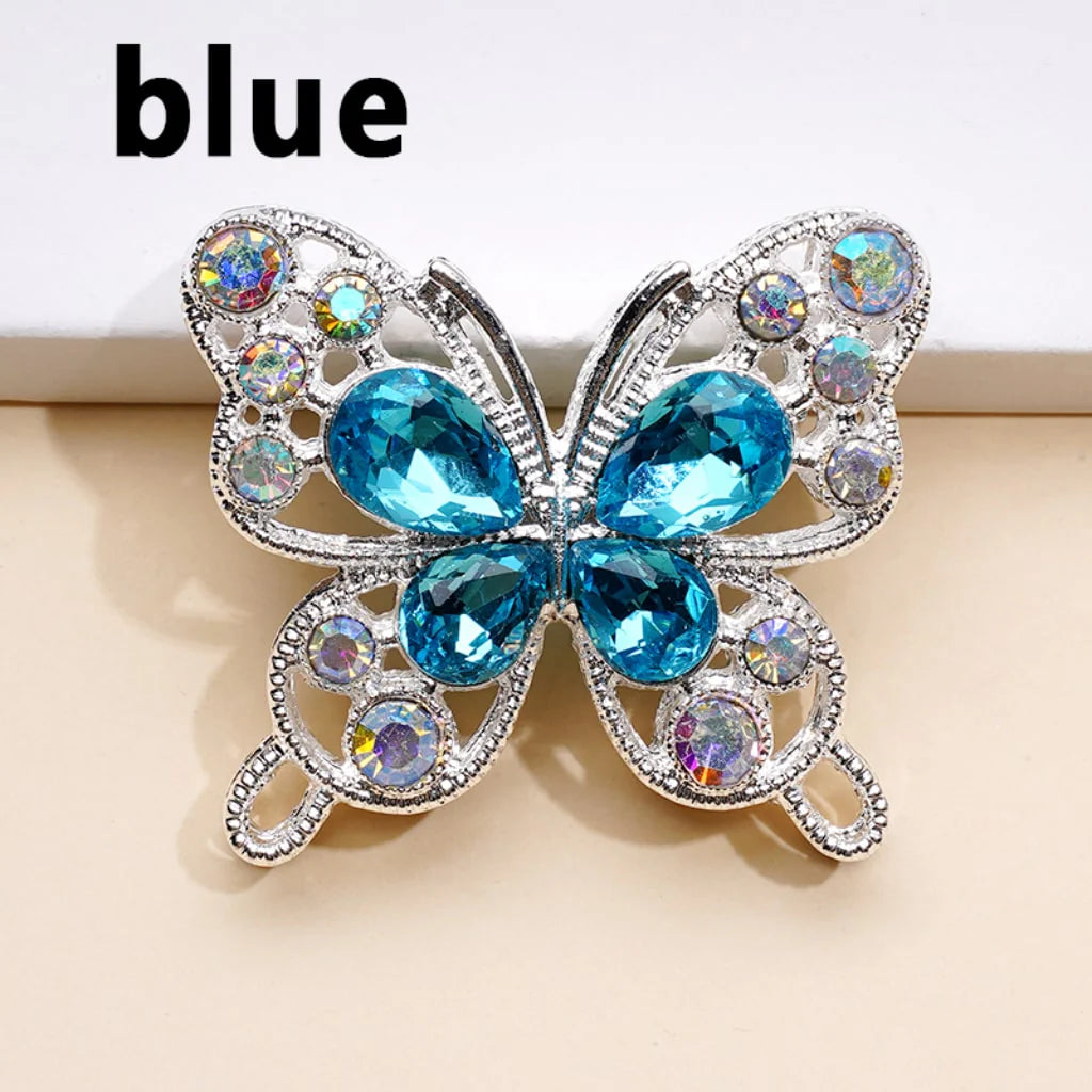 z-Silver Metal Beads Delicate Fancy Butterflies with Mini AB & Multi-Color Water Drop Rhinestones, Around 35*31MM