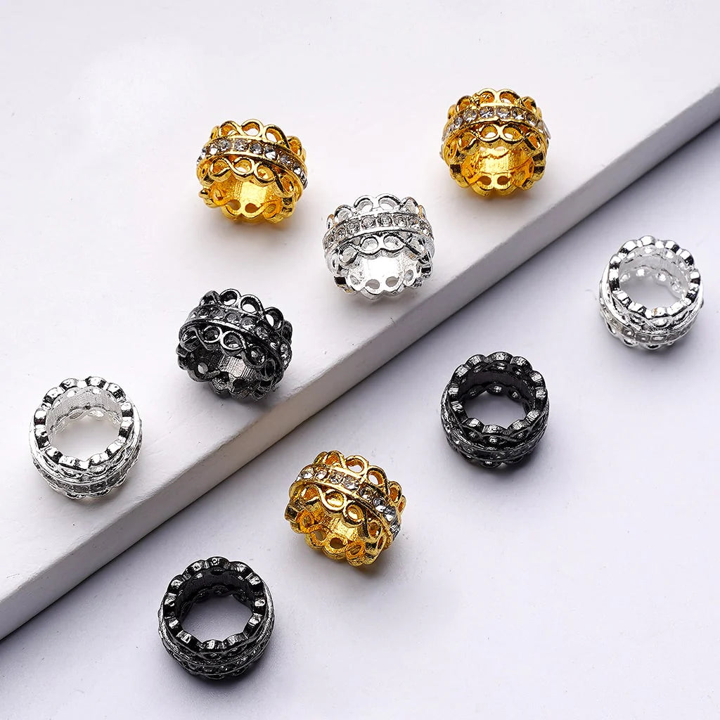 z-Mini Cute Gold Silver Gun Black Metal Spacer with Clear Rhinestone Chain, Around 10MM