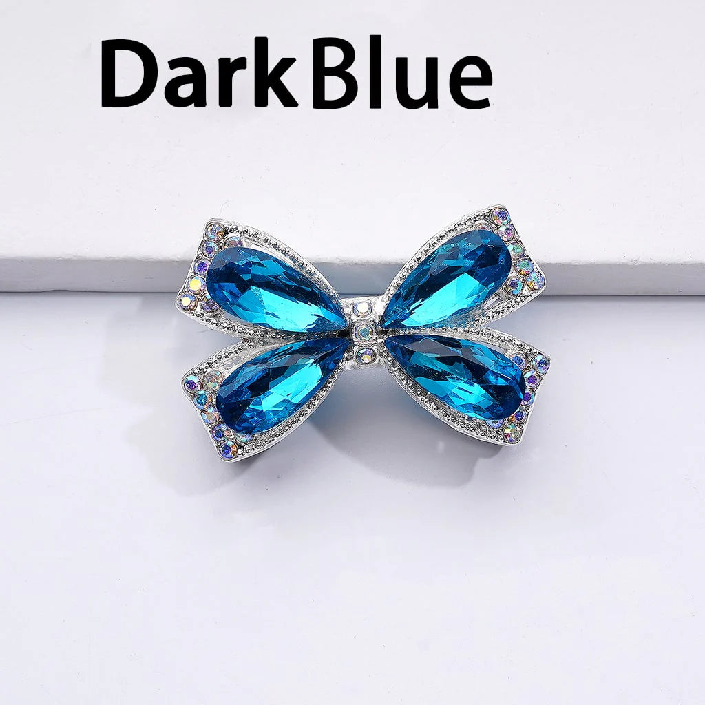 z-Silver Metal Beads with Fancy Bowtie with Shiny Rhinestones, 24*38MM