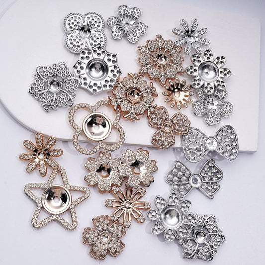z-Gold Silver Acrylic Cute Star Flower Bowtie Snowflakes Jewelry Accessories Spacer, Random Mix