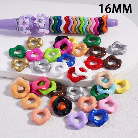 Z-Glossy Cute Multi-Color Wavy Shape Acrylic Spacer Beads, Random Mix, 16MM (With Stoving Varnish Process)
