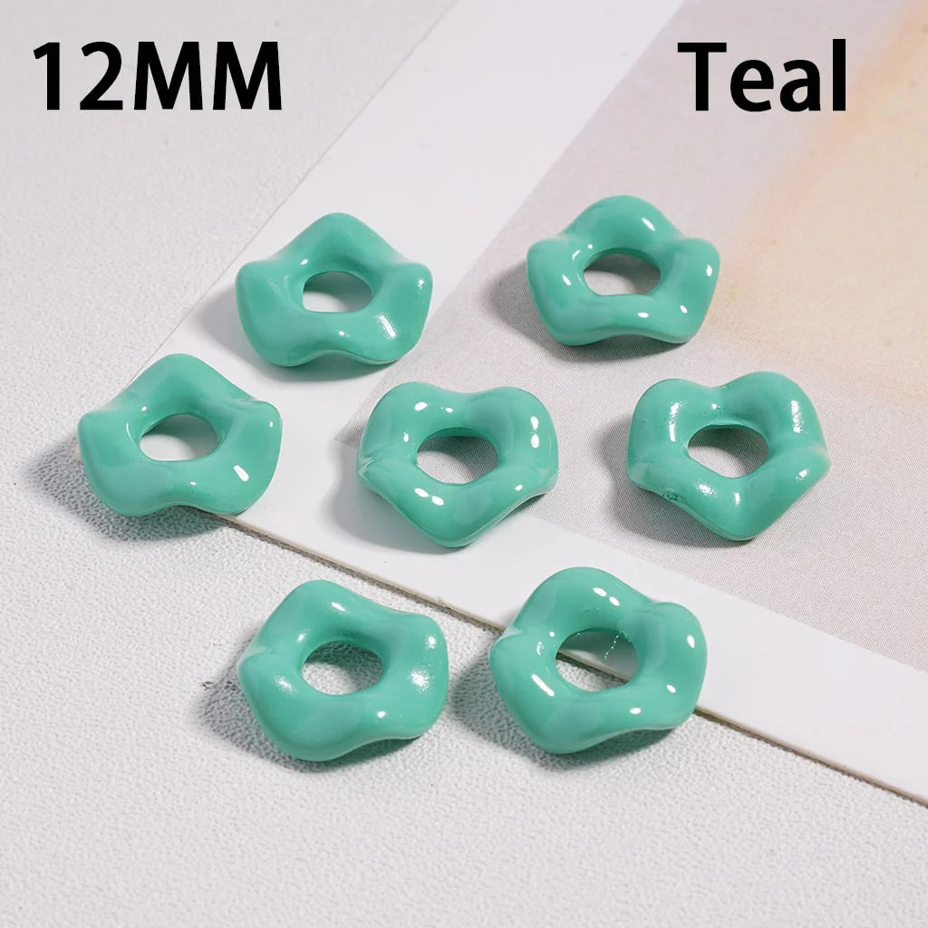 z-Glossy Cute Multi-Color Wavy Shape Acrylic Spacer Beads, 12MM (With Stoving Varnish Process) // (Single Color is available for 500pcs(Whole Bag) Only)