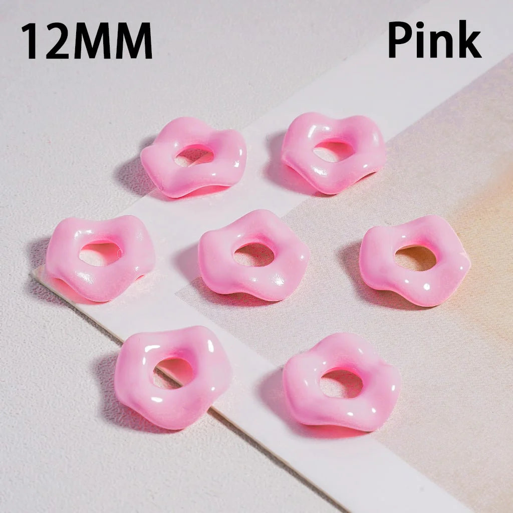 z-Glossy Cute Multi-Color Wavy Shape Acrylic Spacer Beads, 12MM (With Stoving Varnish Process) // (Single Color is available for 500pcs(Whole Bag) Only)