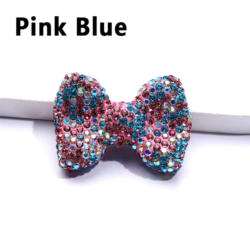 z-Bling Bling Multi-Color Bowtie Clay Beads with Shiny Rhinestones, 28*40MM