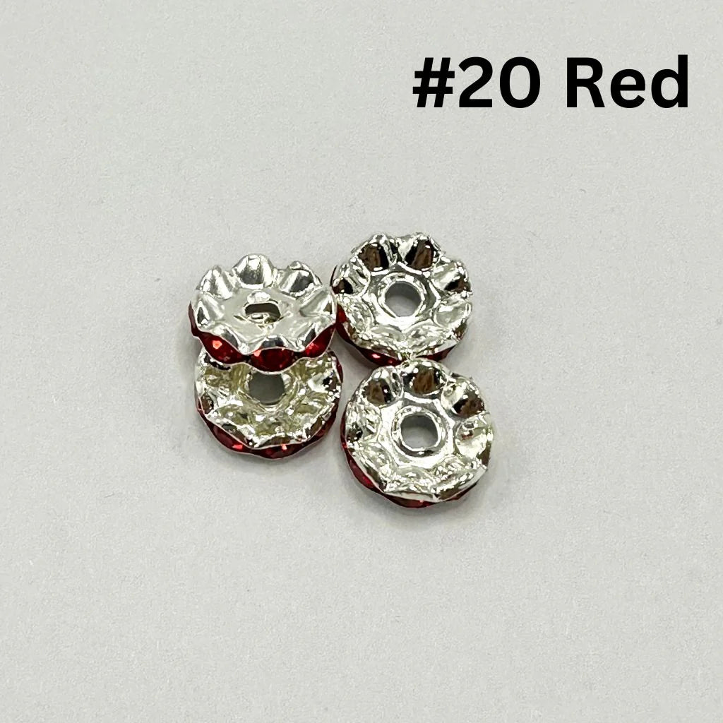 z-Metal Wavy Spacers with Rhinestones in Solid Colors, 12MM