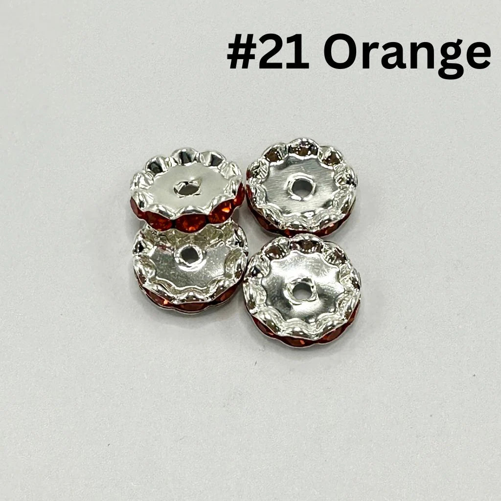 z-Metal Wavy Spacers with Rhinestones in Solid Colors, 12MM