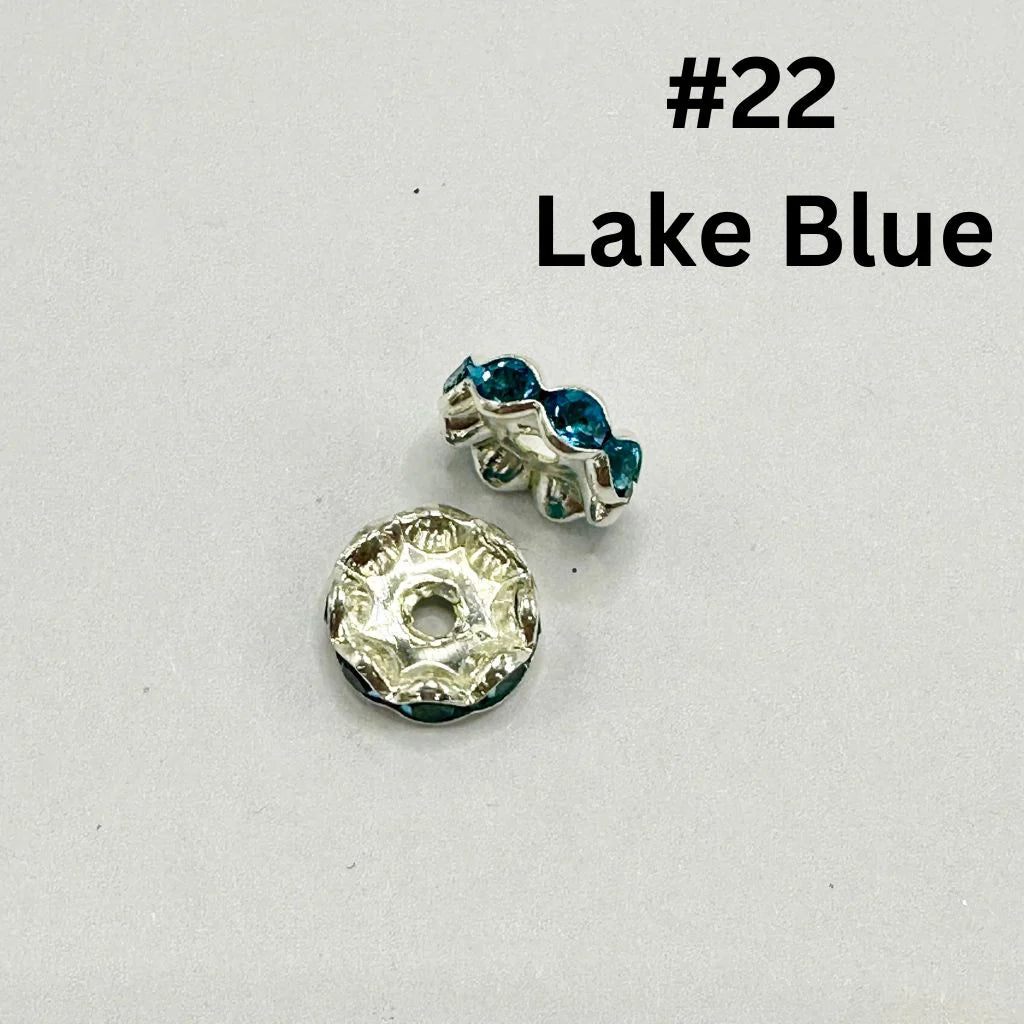 z-Metal Wavy Spacers with Rhinestones in Solid Colors, 12MM