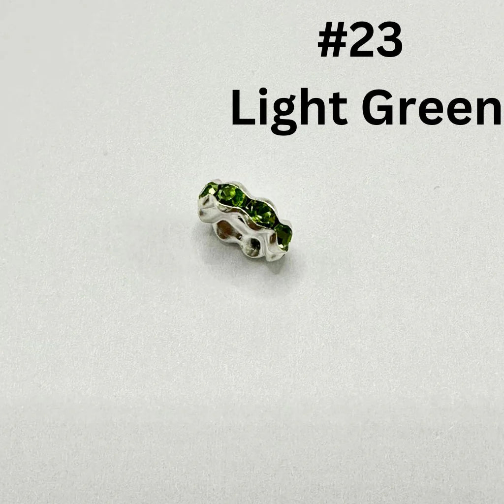 z-Metal Wavy Spacers with Rhinestones in Solid Colors, 12MM