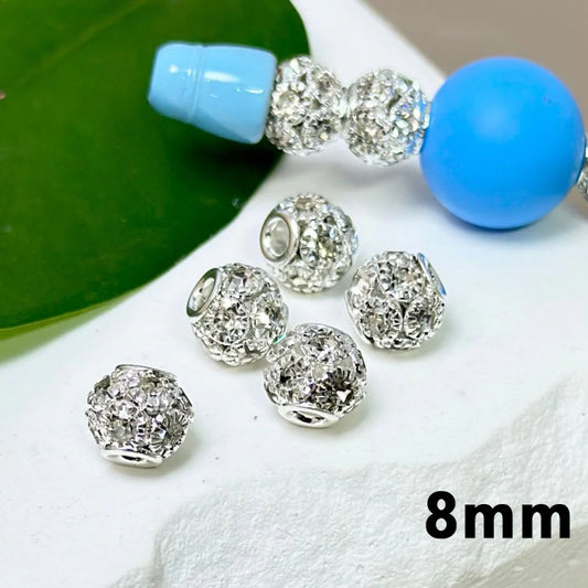 z-Bling Bling Silver Alloy Flowers Spacer with Shiny  Rhinestones, 8MM