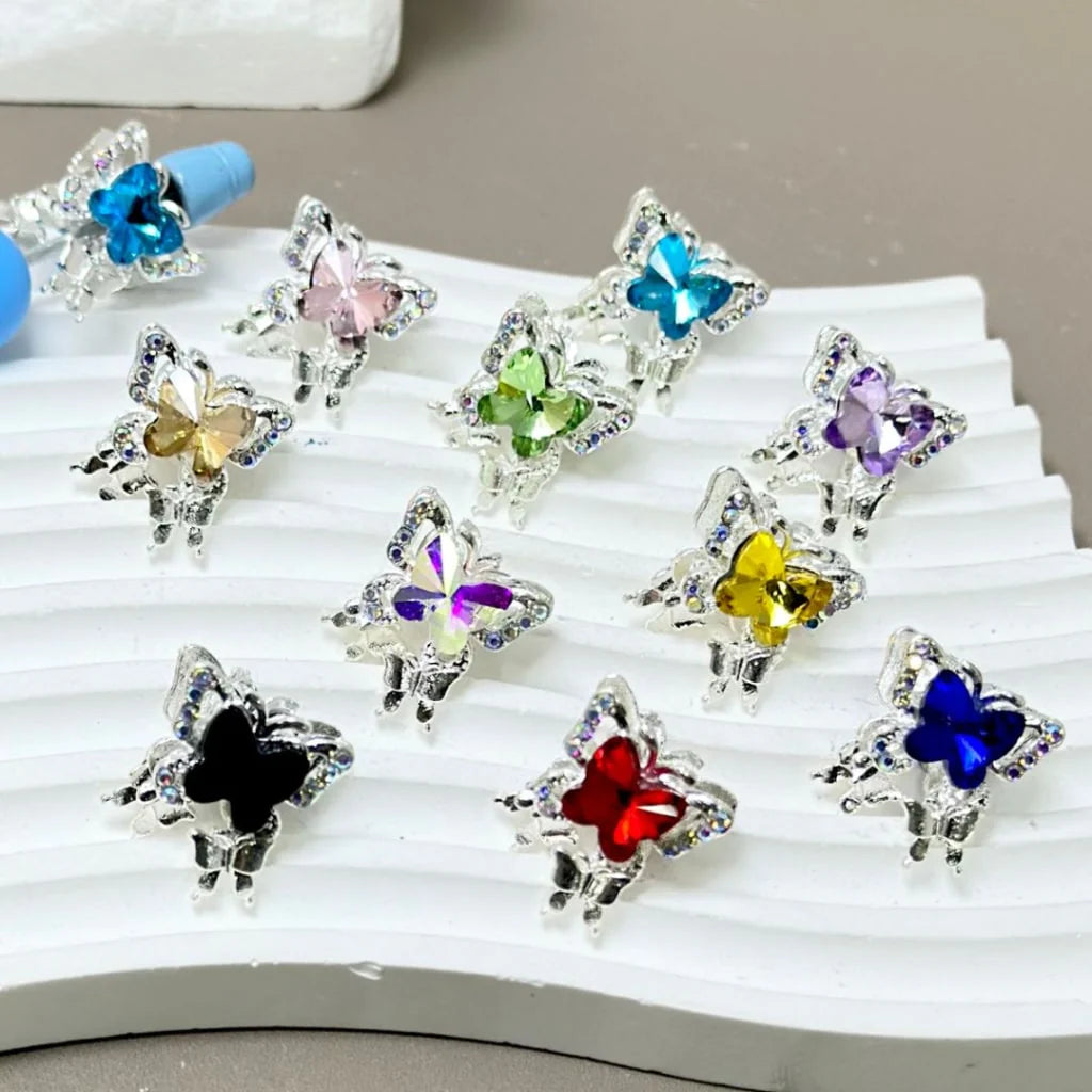z-Silver Metal Beads Exquisite Butterfly with AB Mini Rhinestones Bright Color Butterfly Diamond 15×18MM, Please Read the Description