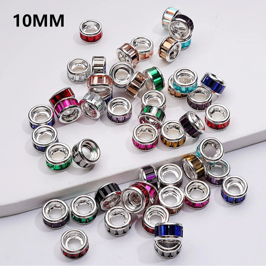 z-Round Spacers with Crystal Rhinestones, 10mm by 5mm