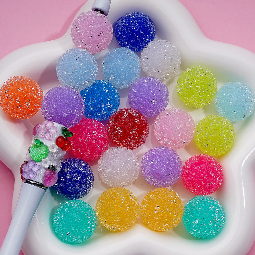 z-Hard Sugar Beads in Solid Colors Clear Rhinestones Candy Round 20mm
