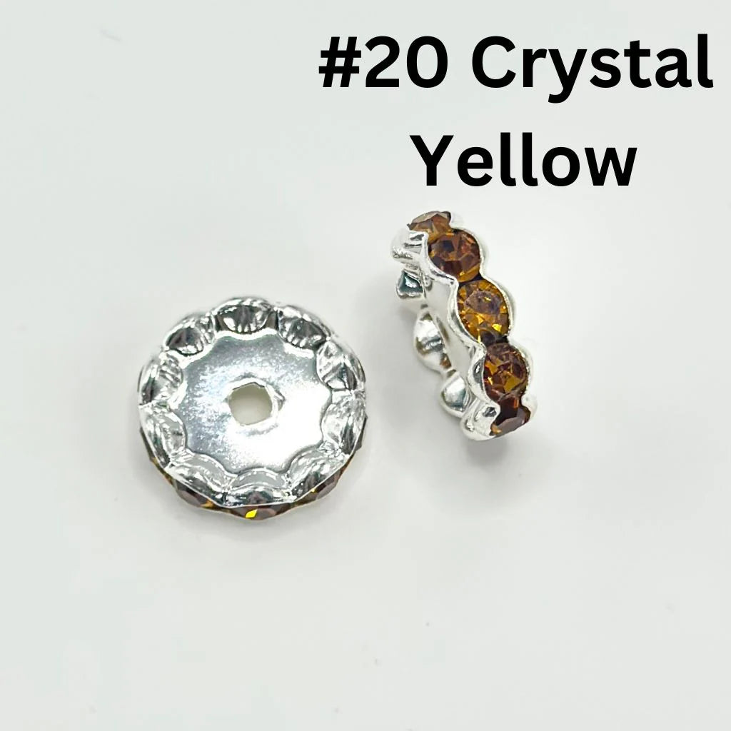 z-Crimp Beads, Metal Wave Shape Spacers with Rhinestones in Solid Colors, 15mm