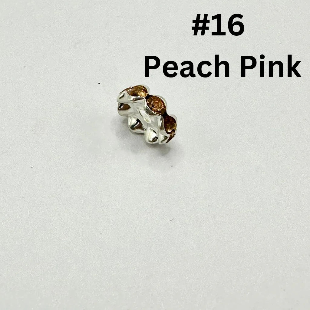 z-Metal Wavy Spacers with Rhinestones in Solid Colors, 12MM