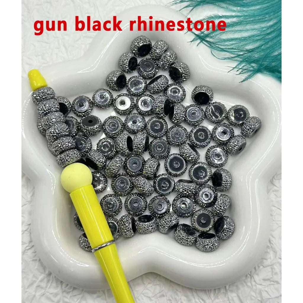 z-Wheel Spacers with Silver &golden& Black Rhinestone, 6x12mm