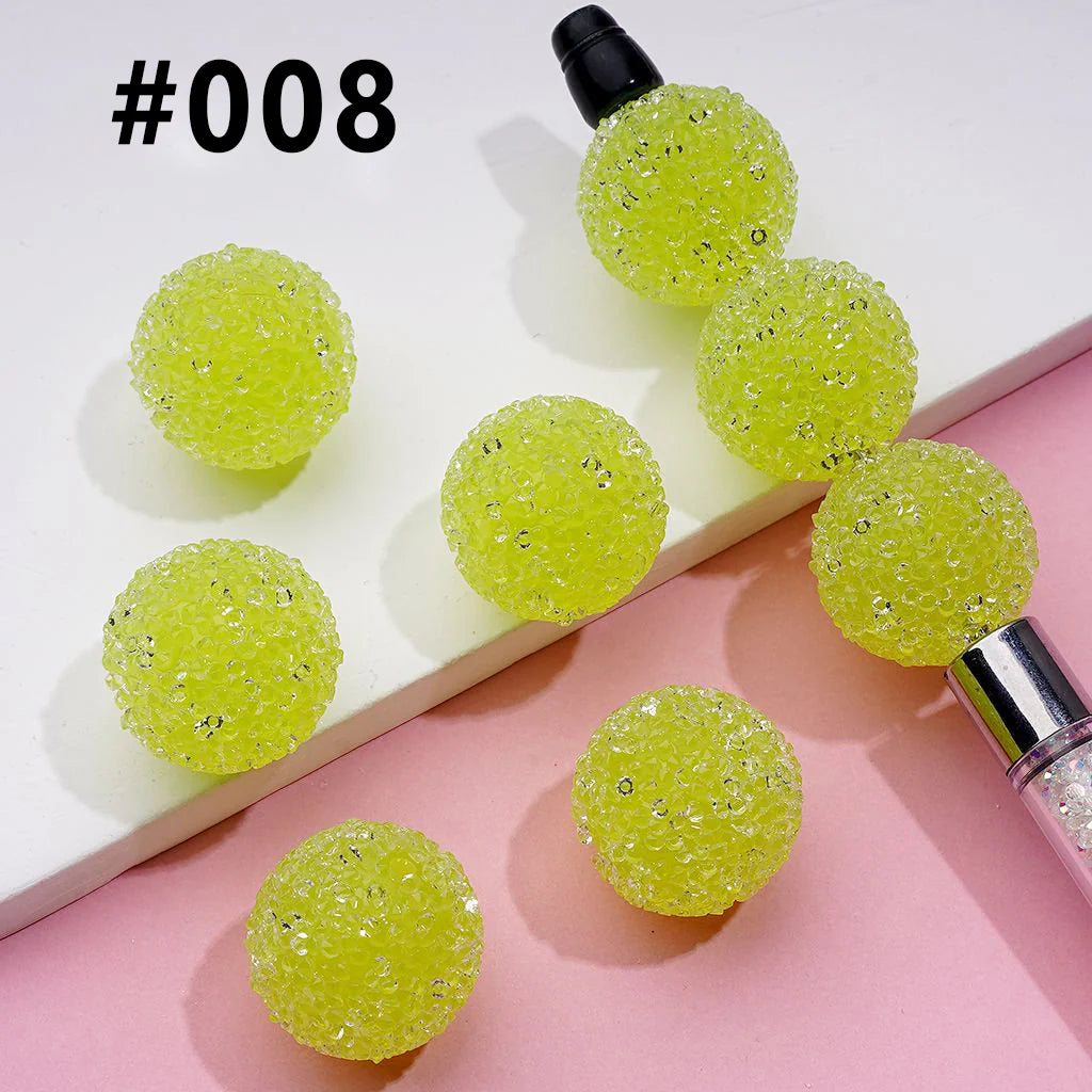 z-Hard Sugar Beads in Solid Colors Clear Rhinestones Candy Round 20mm