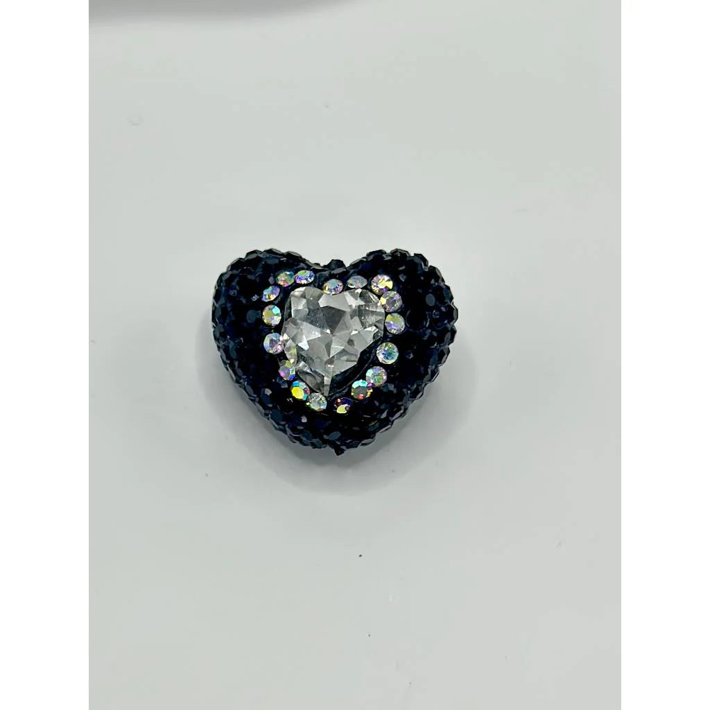 z-Bling Bling Sparkling Heart Clay Beads with Colorful Rhinestones, 20mm by 26mm