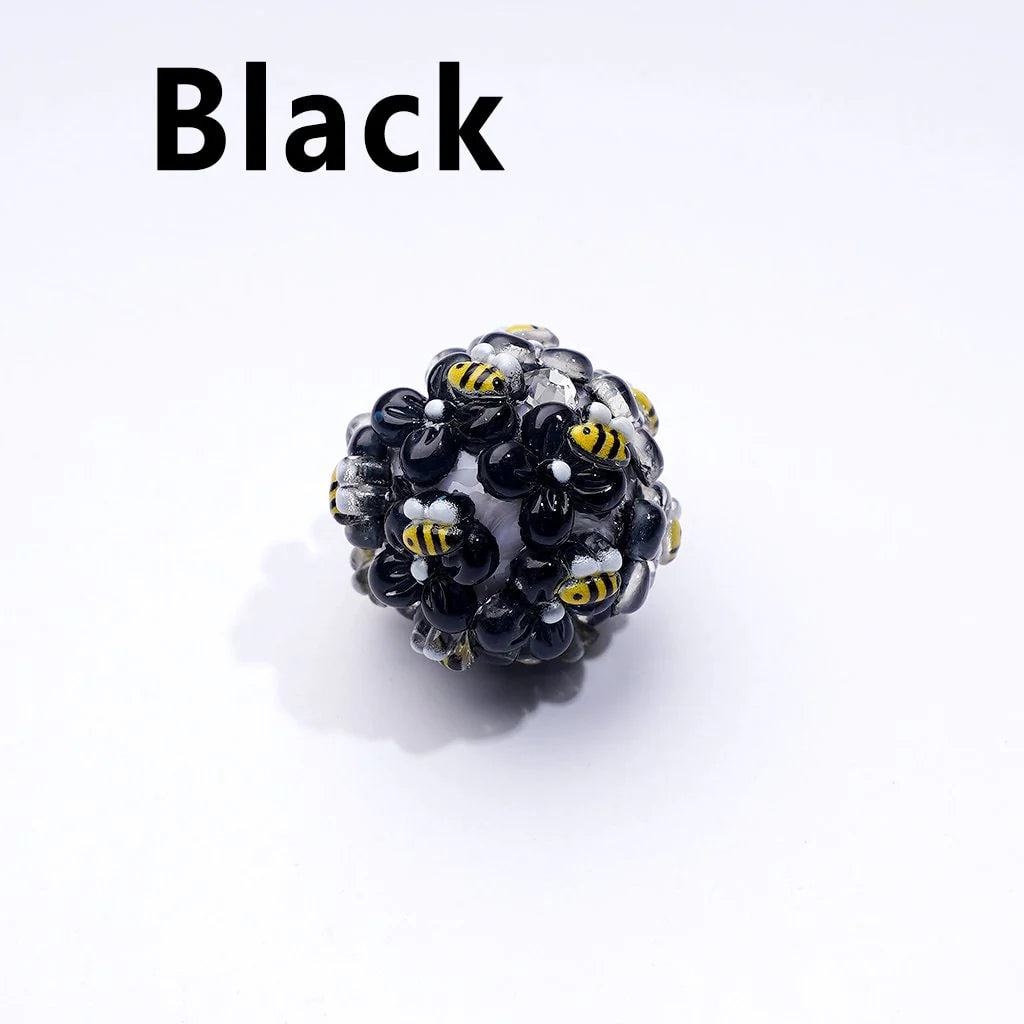 z-Mini Cute Flowers Bees Clear Rhinestones Round Acrylic Beads in Solid Color, Around 20MM