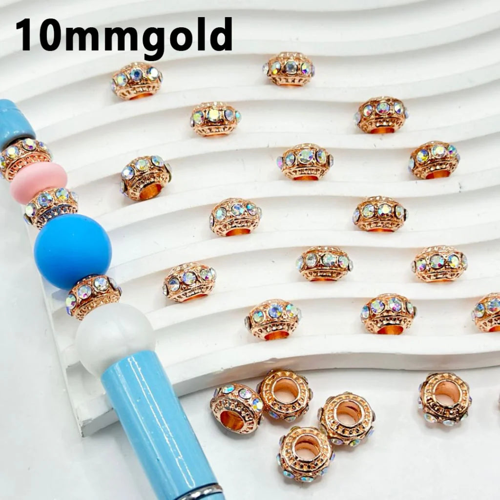 z-Bling Bling Metal Wheel Abacus Spacer with Large Hole AB Rhinestones, 10MM