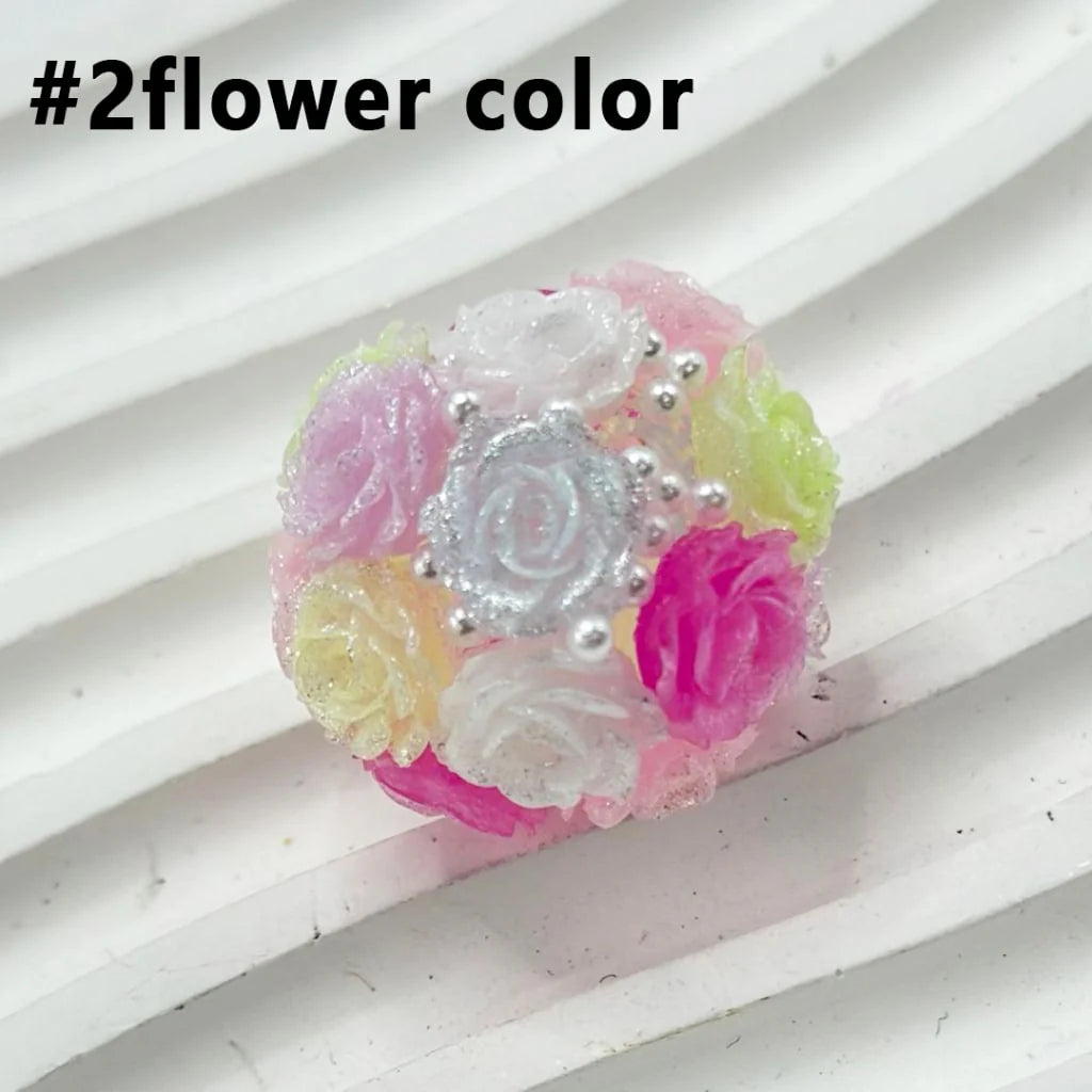 z-Bling Bling Luminous Mini Cute Flowers White Pearls Clear Round Acrylic Beads in Solid Color, Around 24MM, Please Read the Description