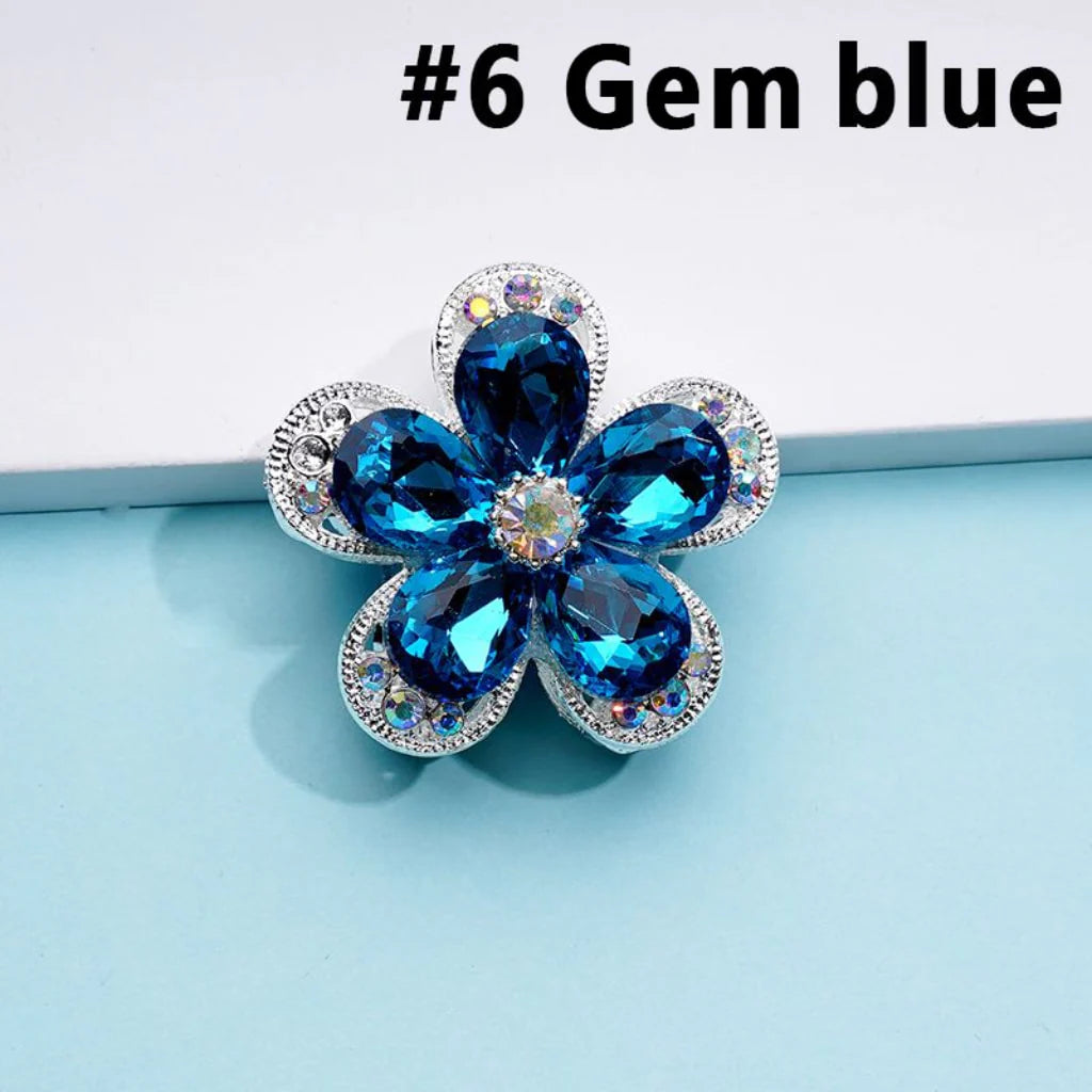 z-Silver Color Metal Beads with Five Petaled Flower with Colorful & AB Rhinestones, 38MM