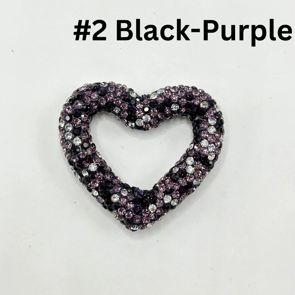z-Bling Bling Heart Frame Clay Beads with Rhinestones, 48MM by 42MM