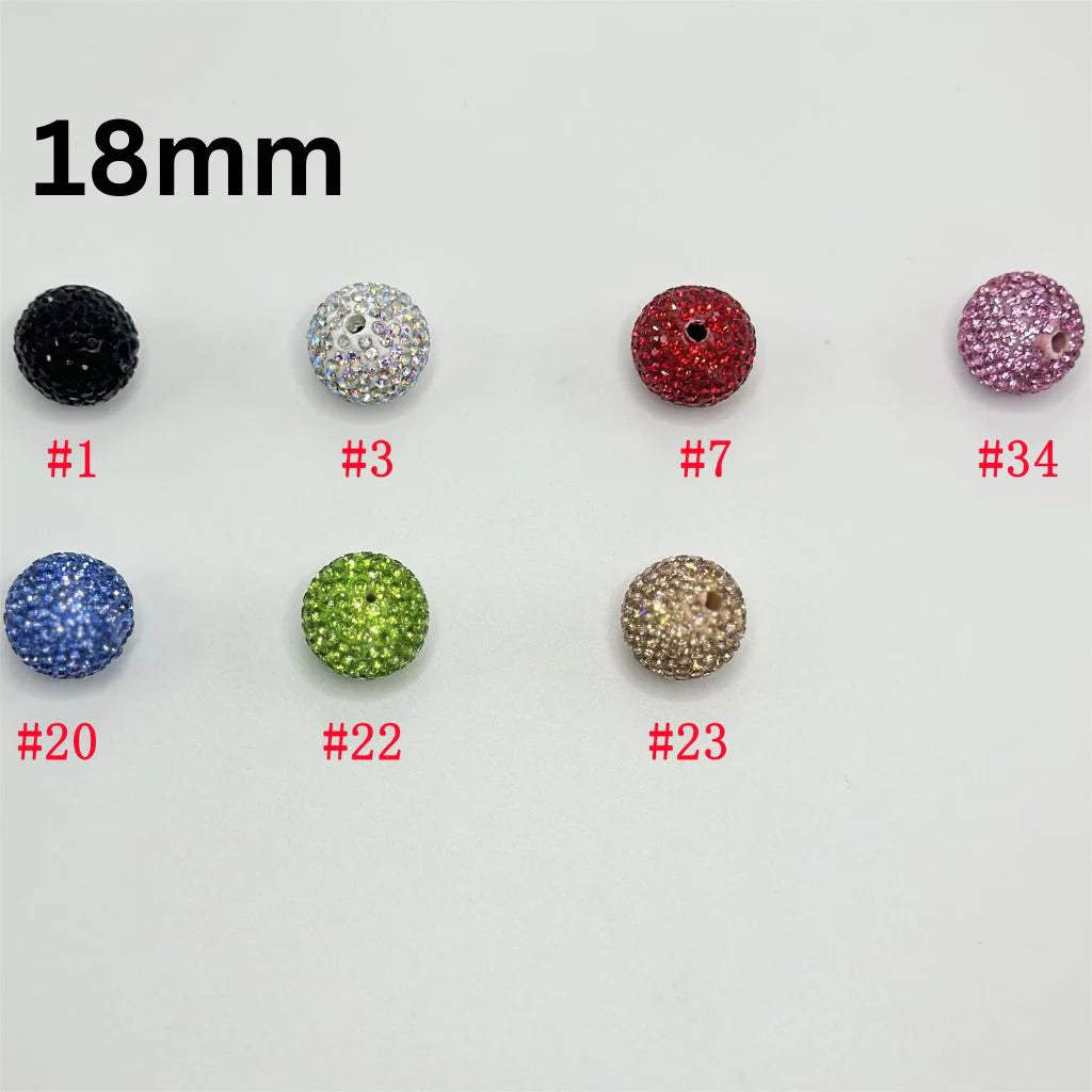z-Clay Beads with Rhinestones, 18mm, Please Read Description