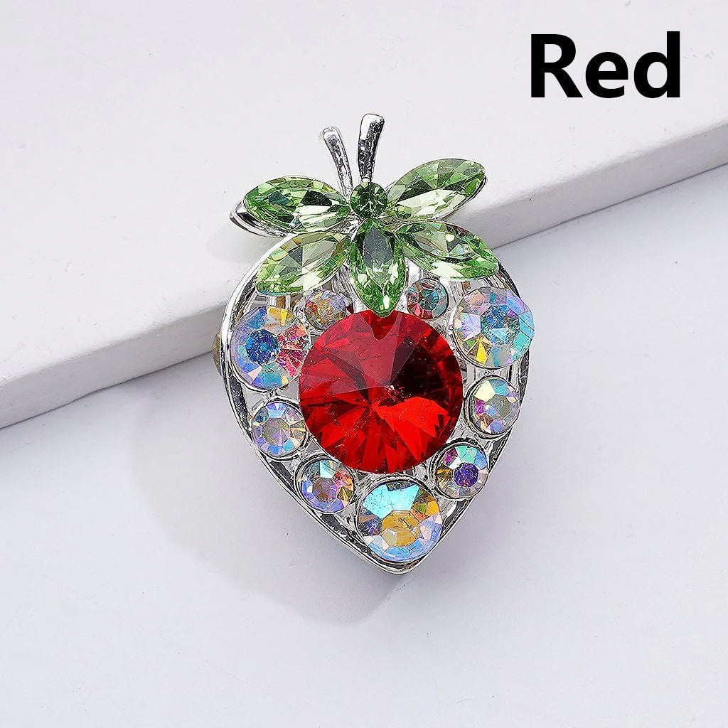 z-Silver Metal Beads Multi-Color Cone Shape Fancy Strawberry & Green Leaf AB Rhinestones, 22*33MM