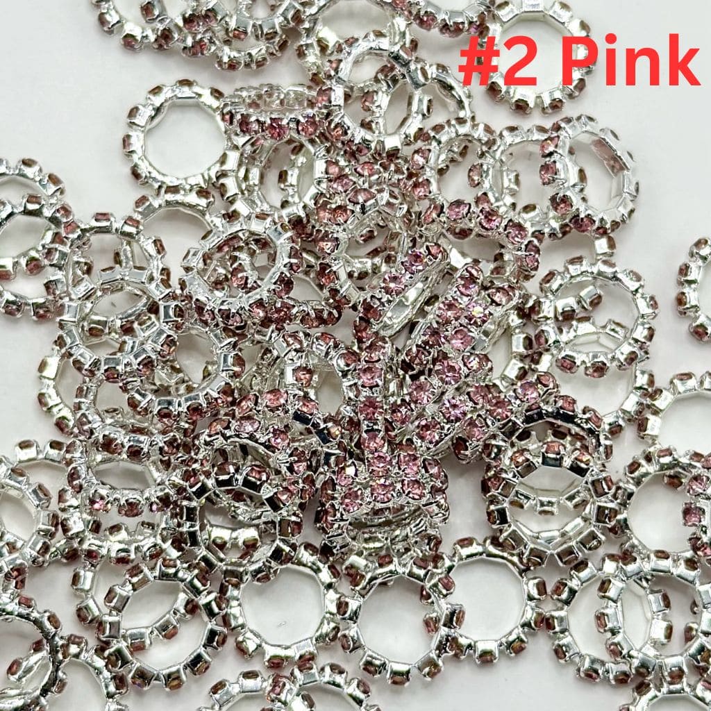 z-New Style Silver Spacer with Solid Color Rhinestones, 10MM