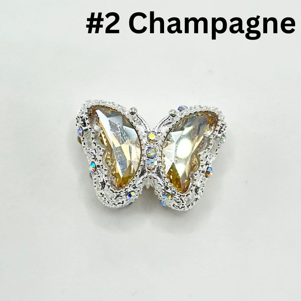 z-Multi Color Metal Beads with Fancy Alloy Hollow Sparkling Rhinestone Butterfly, 20MM by 28MM